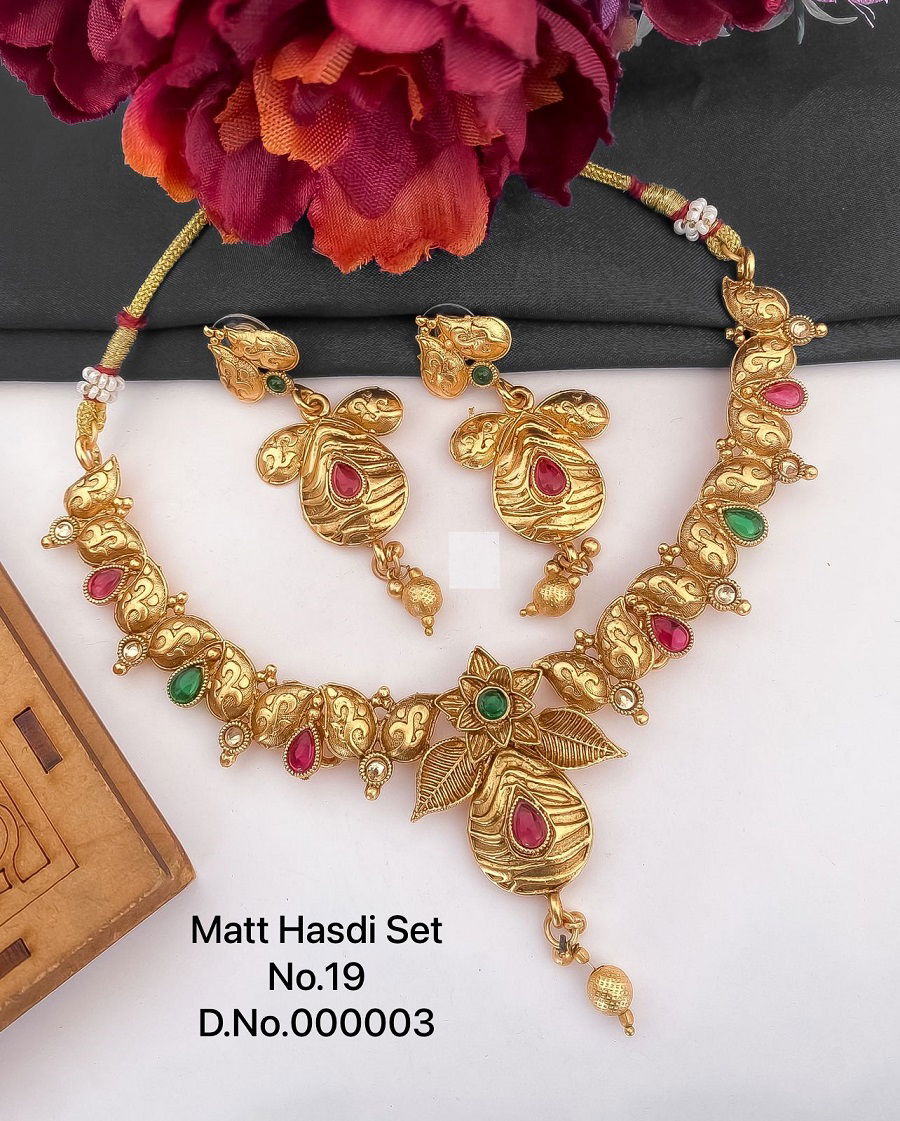 Rajwadi Style Matte Hasdi jewellery Set Catalog